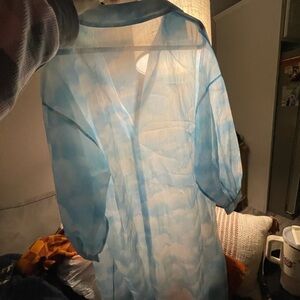 Dressed in Lala- Sheer Blue Cloud Print Dress